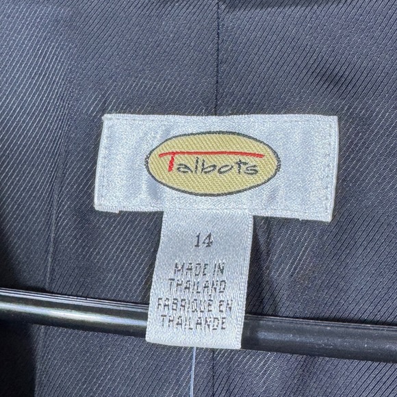 Vintage Talbots Black Linen Blend Blazer Sz 12 Single Breasted Y2K Career Jacket - Picture 5 of 16